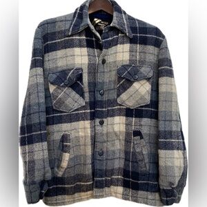 VINTAGE SEARS 1970s WOOL INSULATED PLAID BUTTON COUNTRY WORK BARN MENS COAT